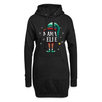 Weihnachten Mama Elf - Hoodie-Kleid - Schwarz - Vorne