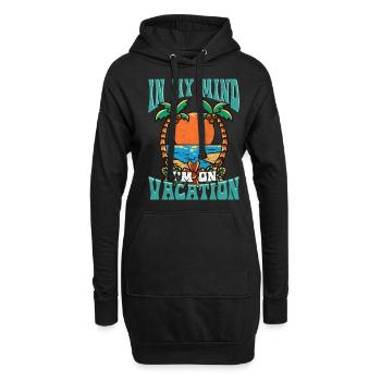 In Meinem Kopf Bin Ich Im Urlaub - Hoodie-Kleid - Schwarz - Vorne