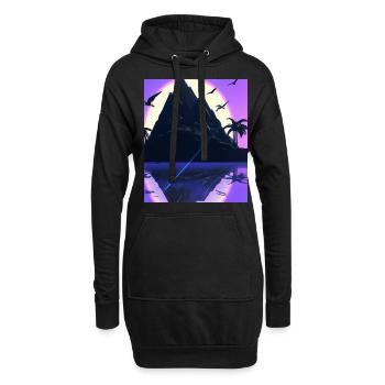 Vaporwave Aesthetic Island Palm Mountains - Sweat-shirt à capuche long Femme - noir - Devant