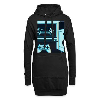 Contrôleur de console de jeu esthétique Vaporwave - Sweat-shirt à capuche long Femme - noir - Devant
