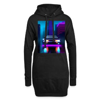 Vaporwave Aesthetic Sports Car Rain Gratte-ciel - Sweat-shirt à capuche long Femme - noir - Devant