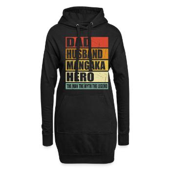 Père Mari Mangaka Hero - Sweat-shirt à capuche long Femme - noir - Devant