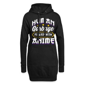 Drôle Anime Manga Design Déchets Humains - Sweat-shirt à capuche long Femme - noir - Devant