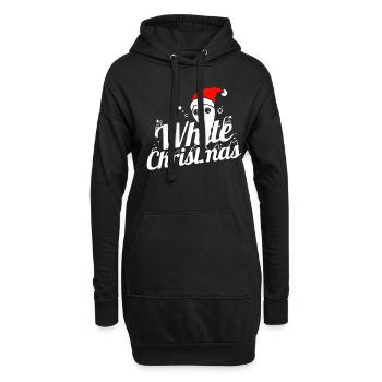 Fantôme mignon avec chapeau de Père Noël apporte Noël blanc - Sweat-shirt à capuche long Femme - noir - Devant