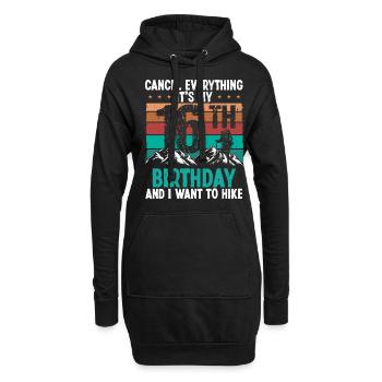 16 Year Old Hiker Cancel go Hiking 16 Birthday - Hoodie-Kleid - Schwarz - Vorne
