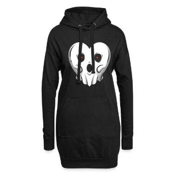 Fantôme en forme de cœur avec des yeux brillants à Halloween - Sweat-shirt à capuche long Femme - noir - Devant