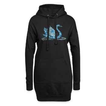 Mandala Swan Geometry Pattern - Hoodie Dress - black - Front