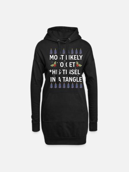 Christmas Most Likely To Get His Tinsel In A Tangl - Hoodie-Kleid - Schwarz