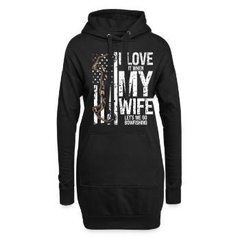 Pêche à l’arc J’aime ma femme chasseuse à l’arc Pêcheur - Sweat-shirt à capuche long Femme - noir - Devant