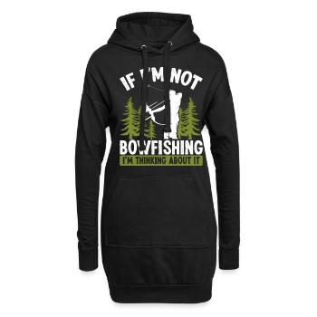 Fisherman Thinking about Bowfishing Bow Hunter - Hoodie-Kleid - Schwarz - Vorne