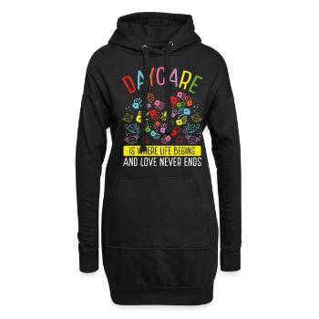 Daycare Provider Love never ends Childcare Teacher - Hoodie-Kleid - Schwarz - Vorne