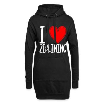 I Love Ziplining - Hoodie-Kleid - Schwarz - Vorne