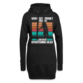 Bowfishing Who needs Money Bowhunter Fisher - Hoodie-Kleid - Schwarz - Vorne