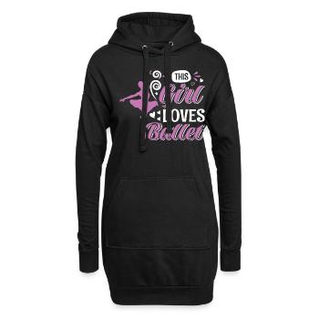 Ballett, Ballerina, Girl, Mädchen, Tanzen - Hoodie-Kleid - Schwarz - Vorne