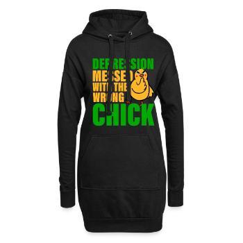 Depression Messed With The Wrong Chick 3 - Hoodie Dress - black - Front