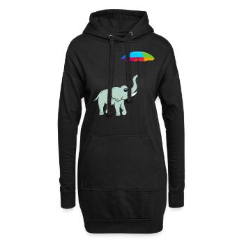 Elefant Elefanten Elephant Rüsseltier Zoo Zirkus - Hoodie-Kleid - Schwarz - Vorne