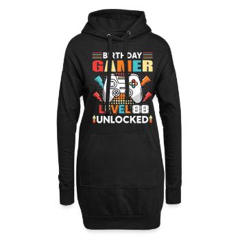 Geburtstag Gamer Level 88 Unlocked 88 Geburtstag - Hoodie-Kleid - Schwarz - Vorne