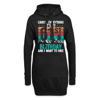 61 Year Old Hiker Cancel go Hiking 61 Birthday - Hoodie-Kleid - Schwarz - Vorne