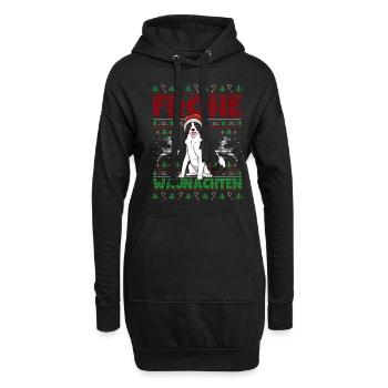 Frohe Weihnachten Border Collie - Hoodie-Kleid - Schwarz - Vorne