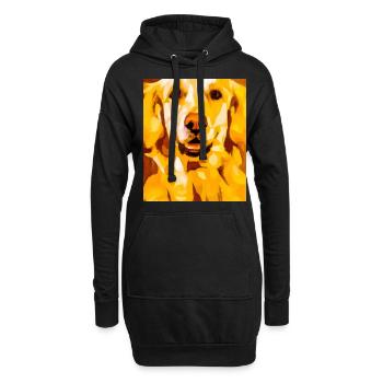Golden Retriever Portrait Cubisme Chien - Sweat-shirt à capuche long Femme - noir - Devant