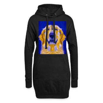 Golden Retriever Portrait Cubisme Chien - Sweat-shirt à capuche long Femme - noir - Devant