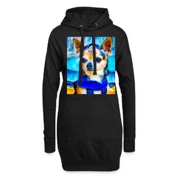 Chihuahua Portrait Vincent Van Gogh Style Hund - Hoodie-Kleid - Schwarz - Vorne