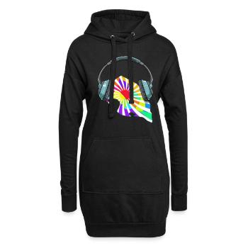 Fehmarn Kopfhörer Musik Bunt - Hoodie-Kleid - Schwarz - Vorne