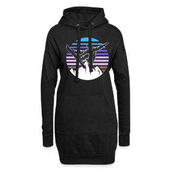 Retro Snowboard Snowboarder - Hoodie-Kleid - Schwarz - Vorne