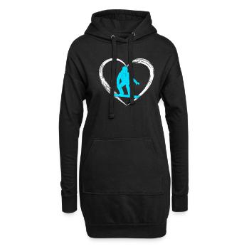 snowboarding love - Hoodie-Kleid - Schwarz - Vorne