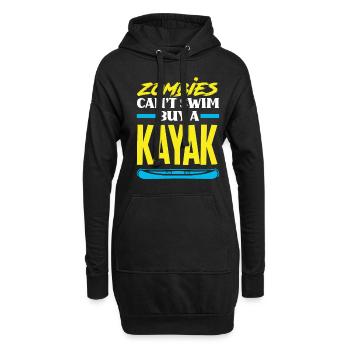 Kajak Kanu - Hoodie-Kleid - Schwarz - Vorne