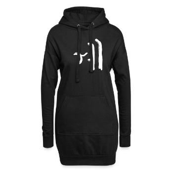 Korean letter We - Hoodie Dress - black - Front