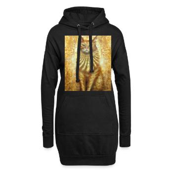Katzen Portrait Gustav Klimt Style Katze - Hoodie-Kleid - Schwarz - Vorne