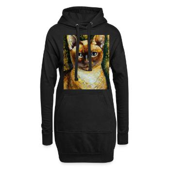 Siam Katzen Portrait Gustav Klimt Style Katze - Hoodie-Kleid - Schwarz - Vorne