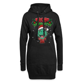 Frohe Weihnachten - Hoodie-Kleid - Schwarz - Vorne