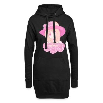 Coquette Esthétique Rose Anime Girl Centre-ville - Sweat-shirt à capuche long Femme - noir - Devant