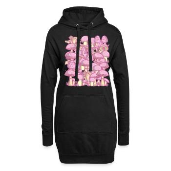 Coquette Esthétique Champignons Roses Cottagecore - Sweat-shirt à capuche long Femme - noir - Devant