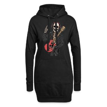 Downtown Girl Aesthetic Skeleton Rock Band - Sweat-shirt à capuche long Femme - noir - Devant