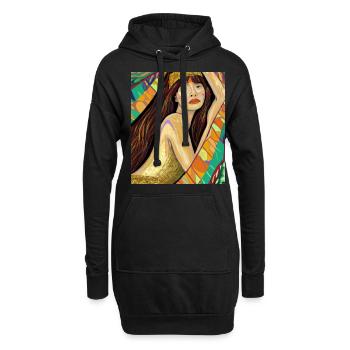 Meerjungfrau Portrait Gustav Klimt Style - Hoodie-Kleid - Schwarz - Vorne