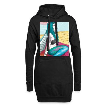 Mermaid Tattoo Retro Goth Girl Beach Mer - Sweat-shirt à capuche long Femme - noir - Devant