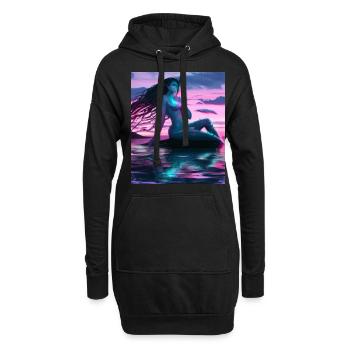 Meerjungfrau Portrait 80s Retro - Hoodie-Kleid - Schwarz - Vorne