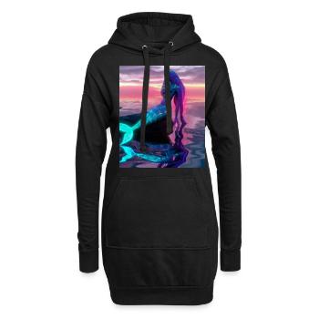 Meerjungfrau Portrait 80s Retro - Hoodie-Kleid - Schwarz - Vorne