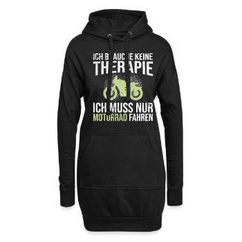 Motorrad Therapie Spruch - Hoodie-Kleid - Schwarz - Vorne