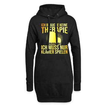 Klavier Therapie Spruch - Hoodie-Kleid - Schwarz - Vorne