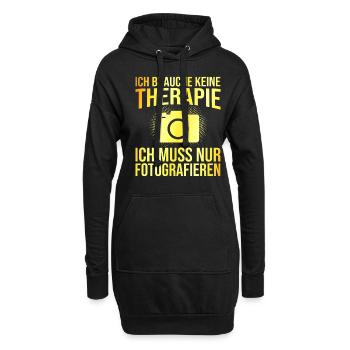 Fotografie Therapie Spruch - Hoodie-Kleid - Schwarz - Vorne