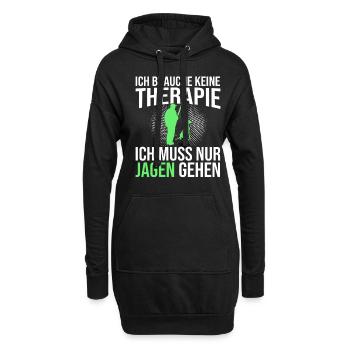 Jagen Therapie Spruch - Hoodie-Kleid - Schwarz - Vorne