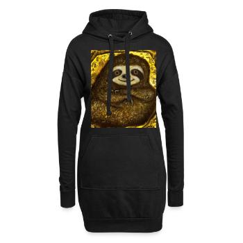 Faultier Portrait Lustig Gustav Klimt Style - Hoodie-Kleid - Schwarz - Vorne