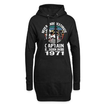Never Underestimate Captain born in 1971 - Hoodie-Kleid - Schwarz - Vorne