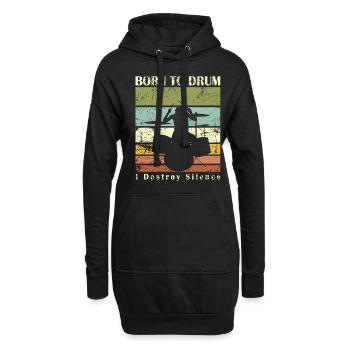 Zum Trommeln geboren - Schlagzeuger - Hoodie-Kleid - Schwarz - Vorne
