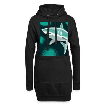 Grand Requin Blanc Vincent Van Gogh Style - Sweat-shirt à capuche long Femme - noir - Devant