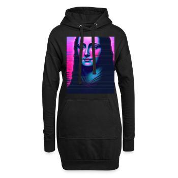Vaporwave Aesthetic Portrait Einer Frau - Hoodie-Kleid - Schwarz - Vorne